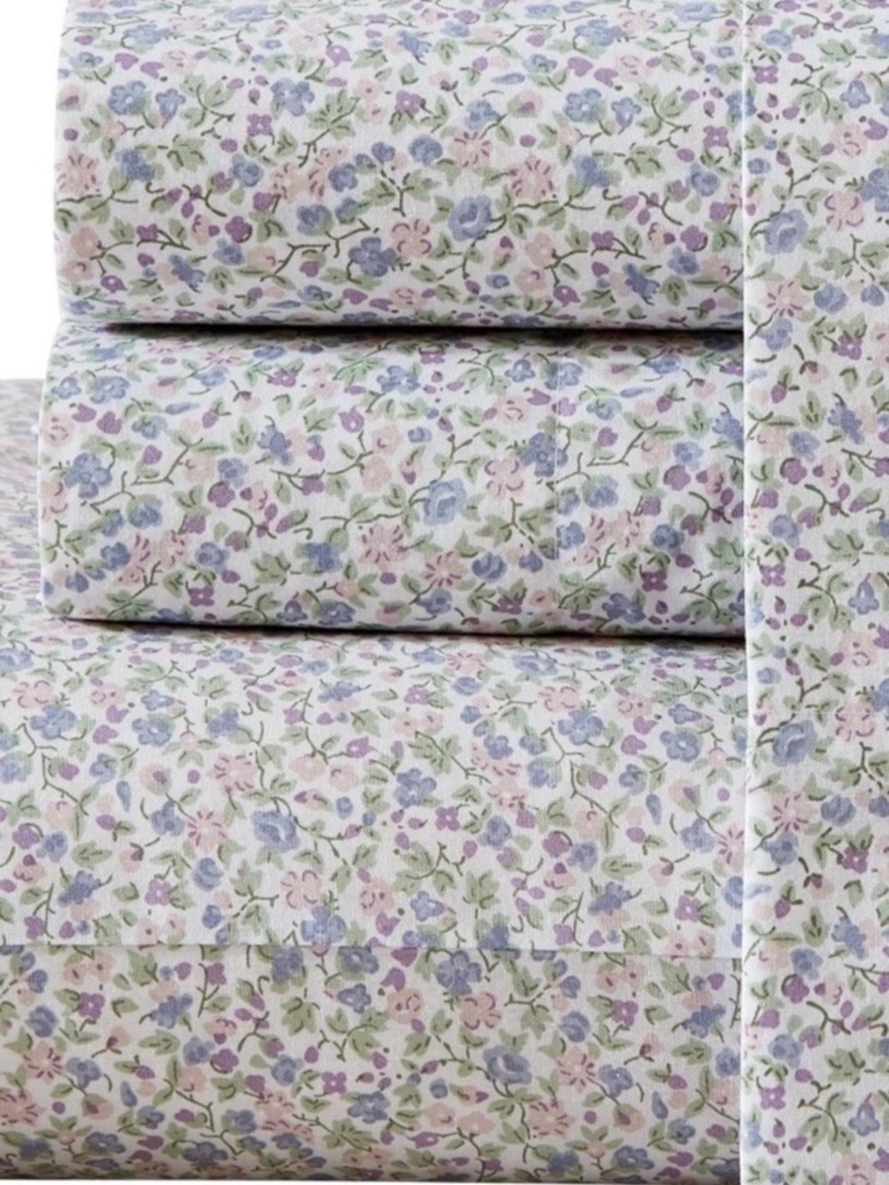 Laura Ashley TWIN Emogene ~ 3 Pc Sheet Set ~ 100% Cotton Percale ~ Purple Floral - Picture 6 of 14